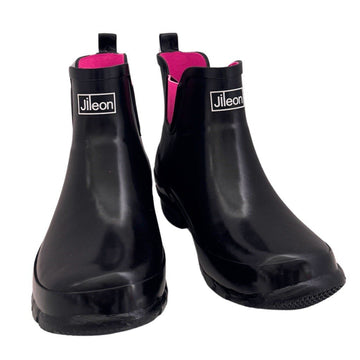 Ankle Wellies - Black Glossy - Wide Foot - Easy to Slip On - Jileon Wellies