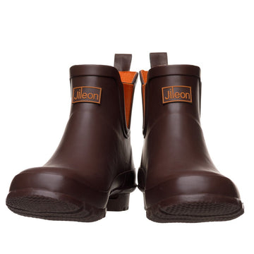 Ankle Wellies - Chocolate and Orange Trim - Wide Foot - Easy to Slip On - Jileon Wellies