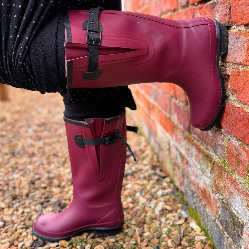 NEW - Extra Wide Calf Raspberry Wellies - Wide in Foot and Ankle - Fit 40 - 57cm Calf - Jileon Wellies