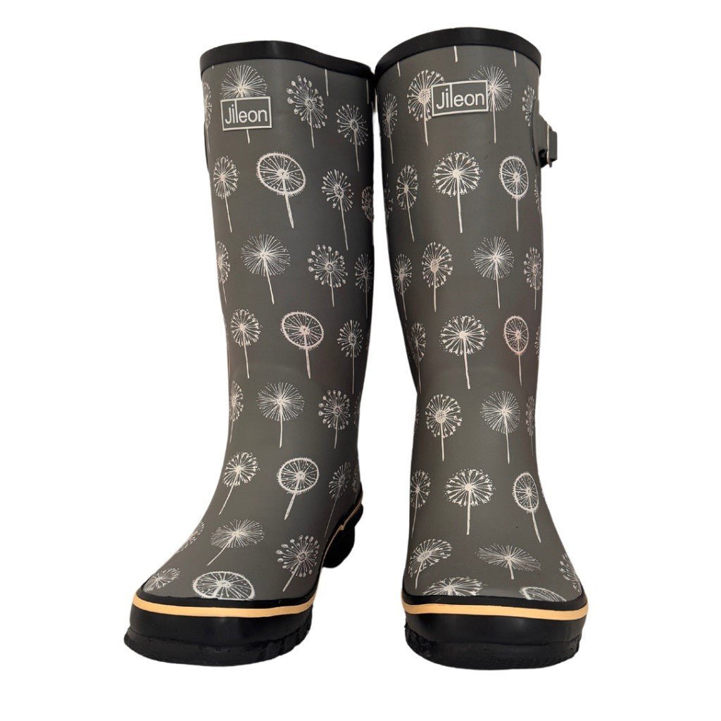 Wide Calf Grey Dandelion Wellies for Women Wide in Foot and Ankle 37 to 46cm Calf