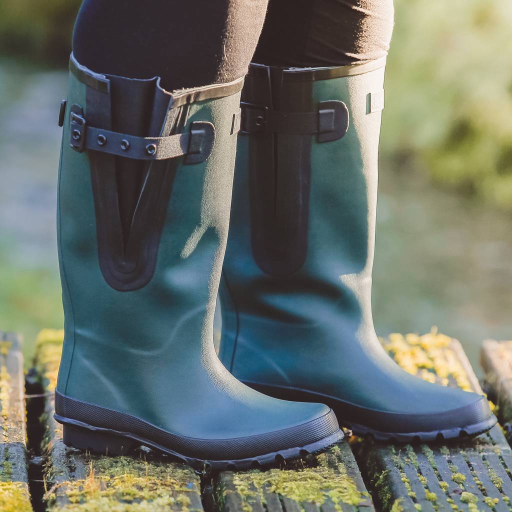 Extra Wide Calf Green Wellies - Wide in Foot and Ankle - Fit 40-57cm Calf - Jileon Wellies