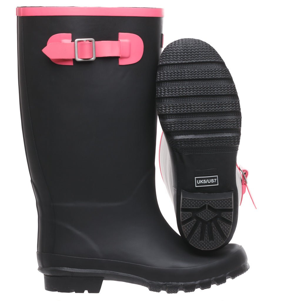 Black wide calf wellies best sale